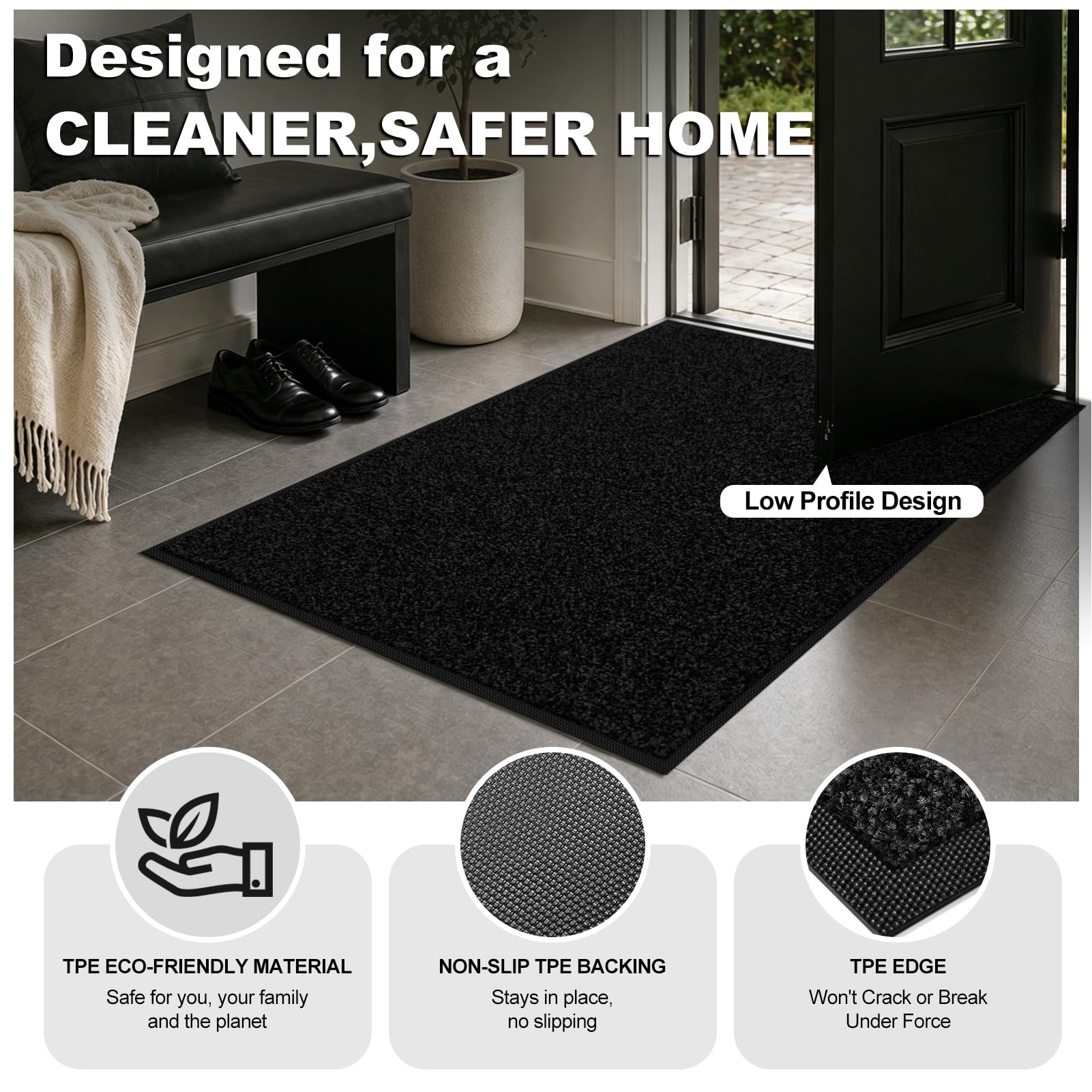 Mibao tpe backing detail demonstrating non-slip grip to protect floors