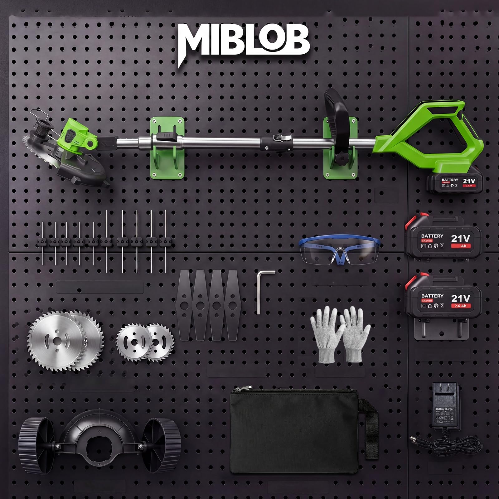 MIBLOB two batteries and charger showing longer runtime advantage