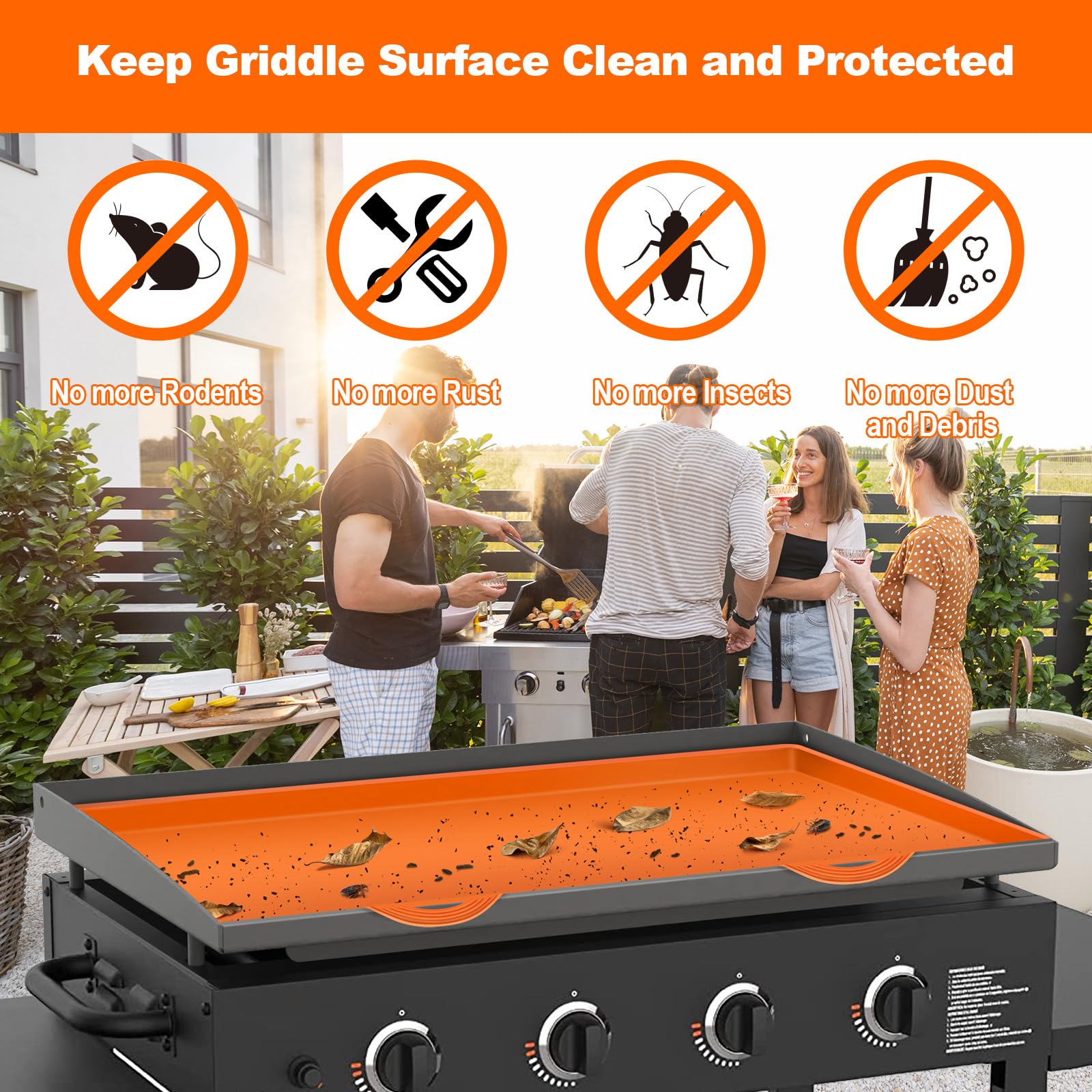 MICEYLIVE cover placed on griddle outdoors blocking pollen and debris before cooking