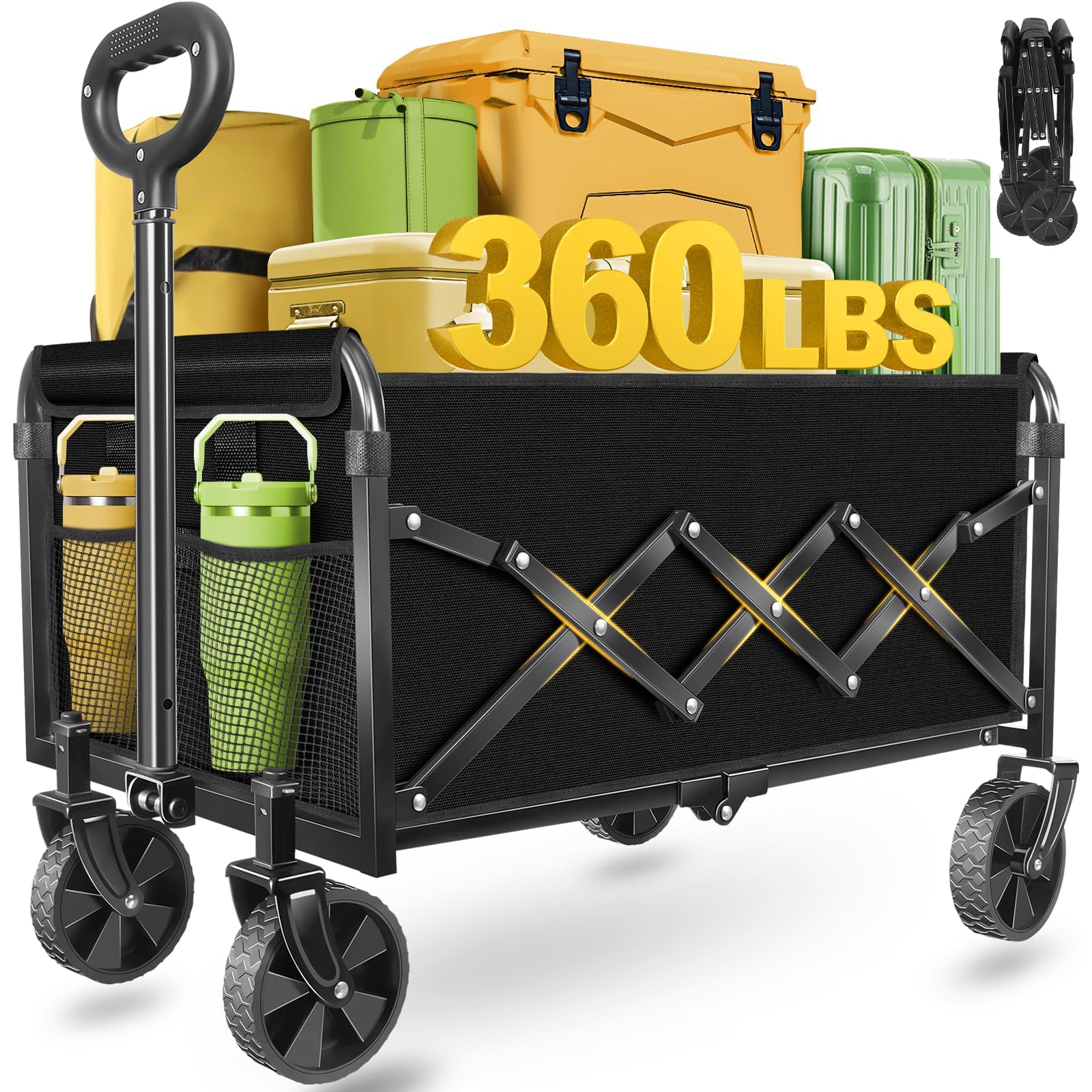 micieitie front view showing wagon ready to carry items, convenient transport