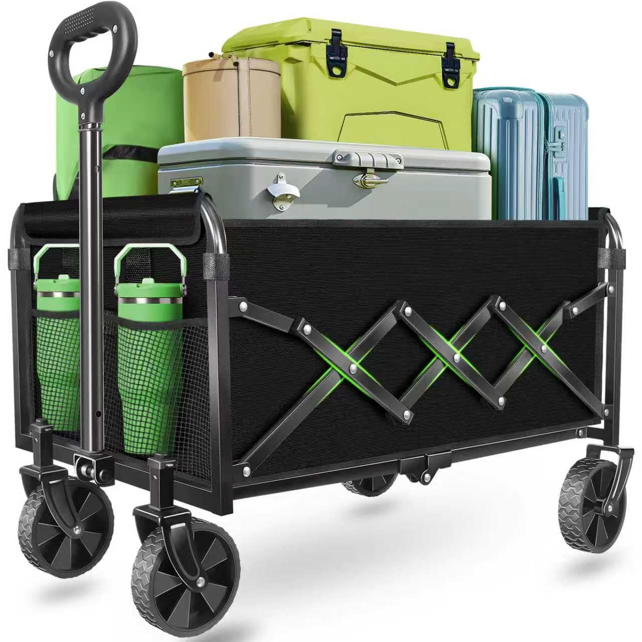 micieitie front view of foldable wagon showing full cargo space for easy hauling