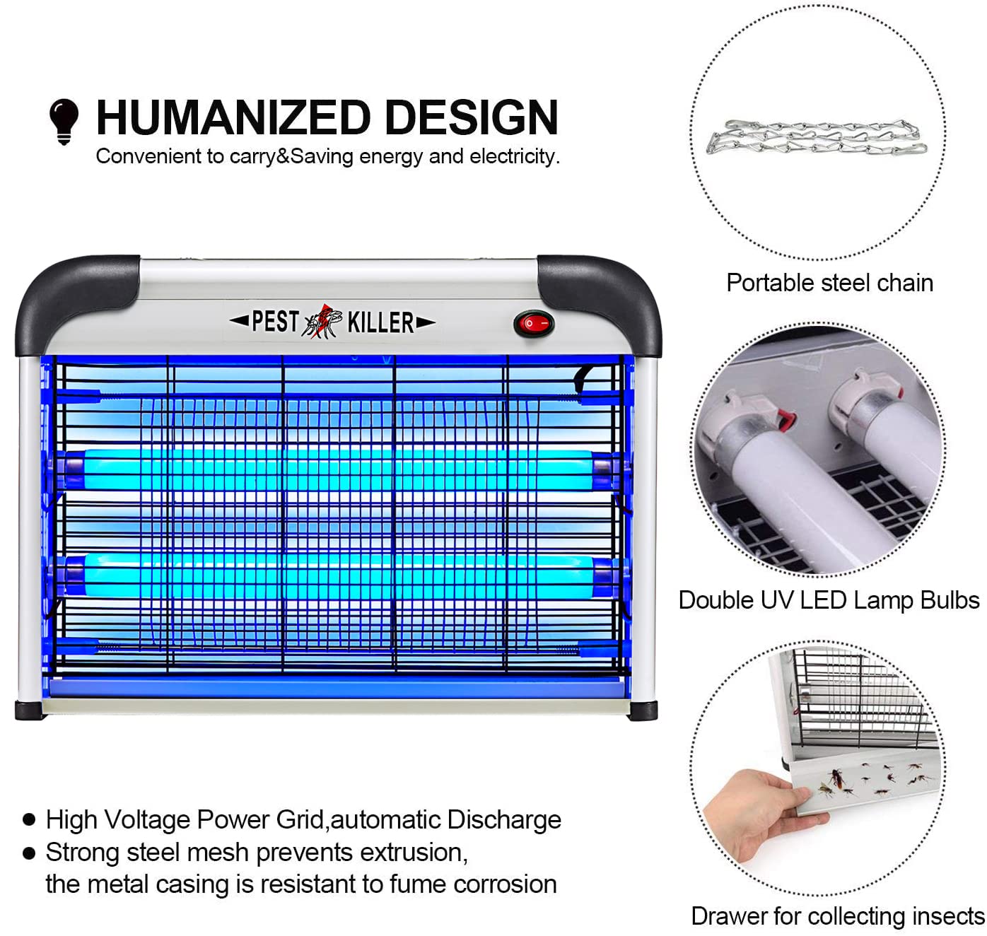 Micnaron UV bulbs detail emphasizing dual 365nm lamps and easy replacement