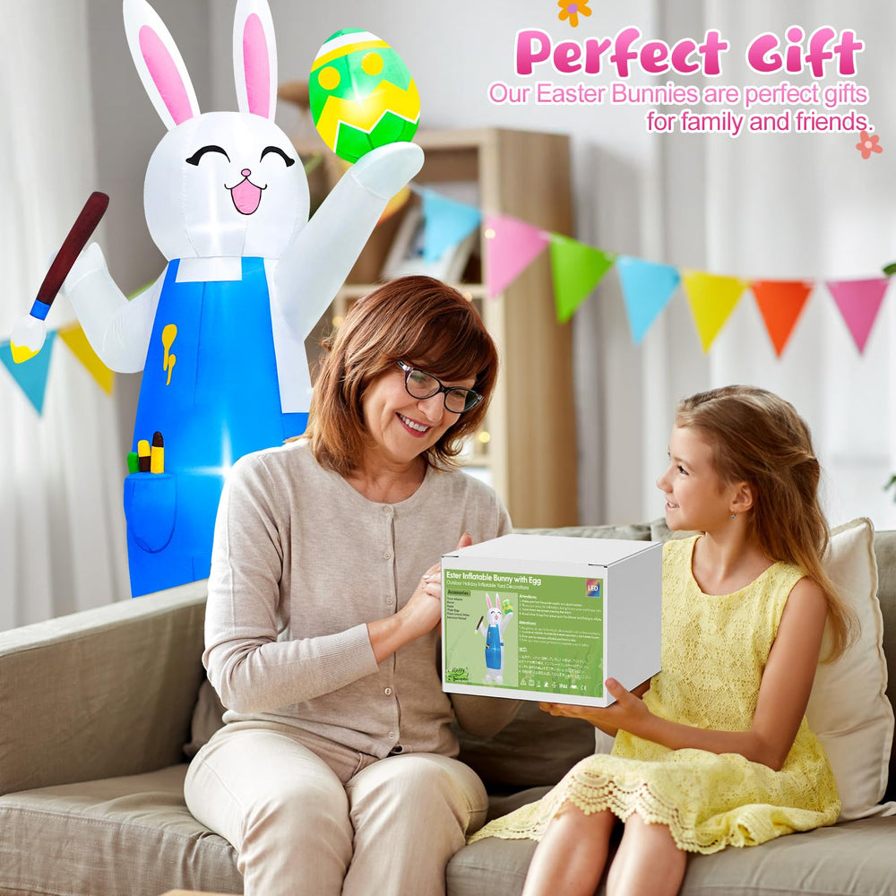 MICOCAH bunny holding painted egg paintbrush detail shows lively decoration