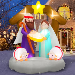 MICOCAH front view of nativity inflatable showing clear figures and curb appeal