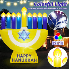 MICOCAH menorah close-up of bright LEDs enhancing nighttime visibility