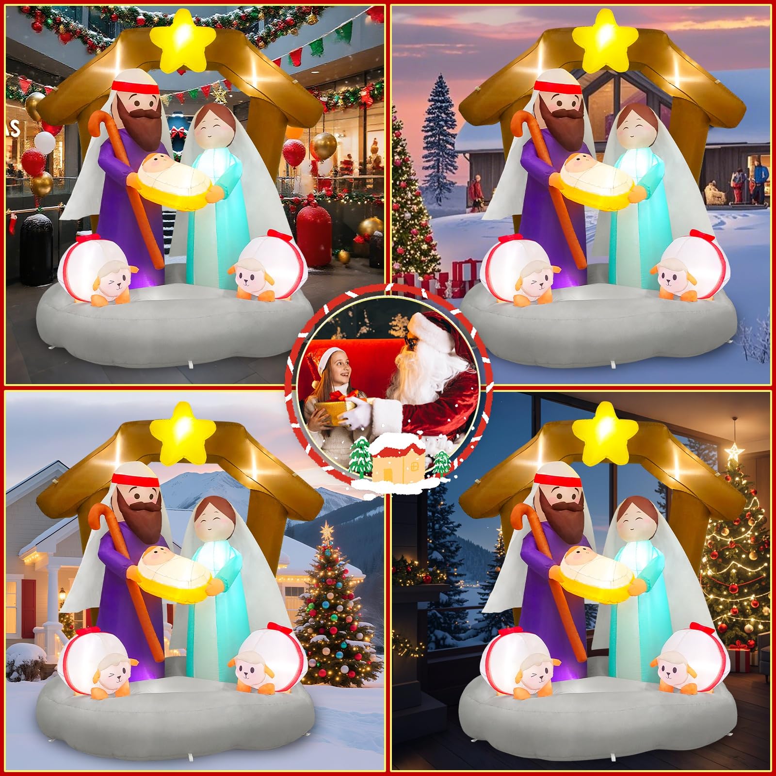 MICOCAH nativity next to entry door illustrating true 6ft scale