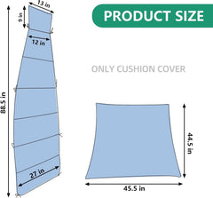 MICTONY installed cover on hanging chaise demonstrating secure fit benefit