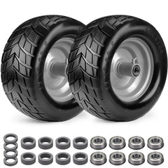 Midcos front view of two 11x6.00-5 tires showing fit and finish, reliable durability
