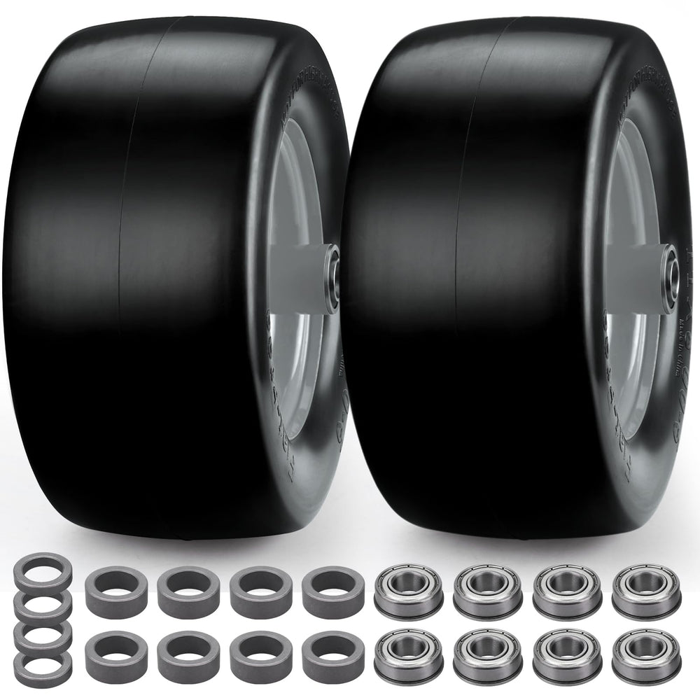 Midcos front view of 11x6.00-5 tires showing full assembly and ready-to-install benefit