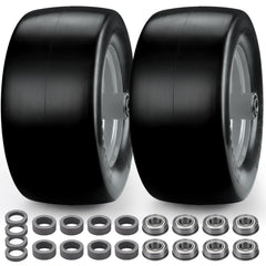 Midcos front view of 11x6.00-5 tires showing full assembly and ready-to-install benefit