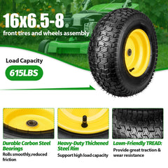 Midcos wheel mounted on a riding mower demonstrating ready-to-use fit