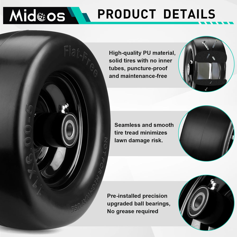 Midcos rim and bearing detail showing durable steel and fitment