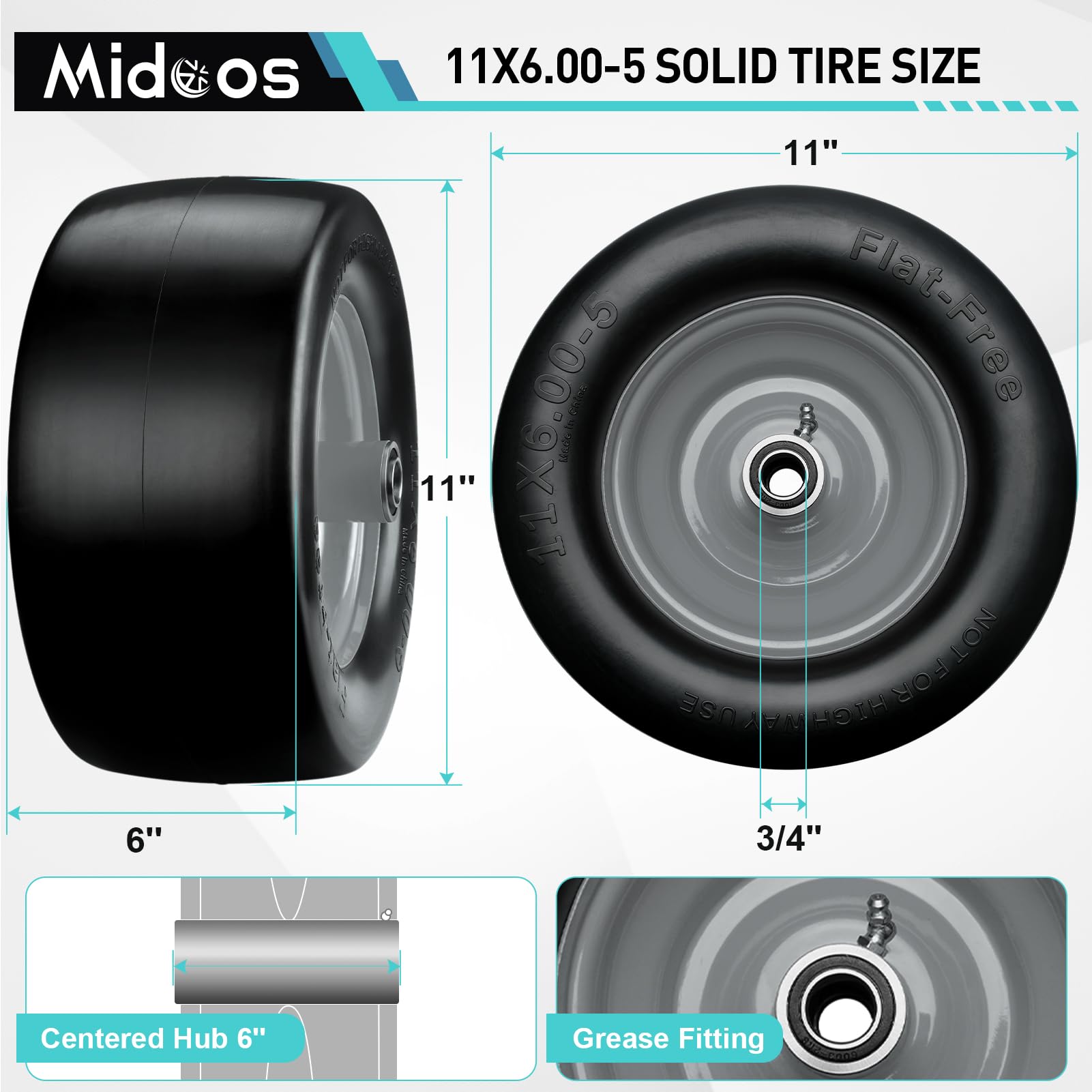 Midcos close-up of precision steel rim and upgraded bearings for durability benefit