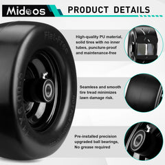 Midcos rim and bearing detail showing durable steel and fitment
