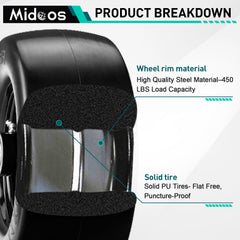 Midcos tire sidewall with size markings for easy compatibility check