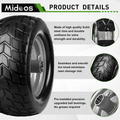 Midcos side profile of tire tread showing non-slip pattern for improved traction