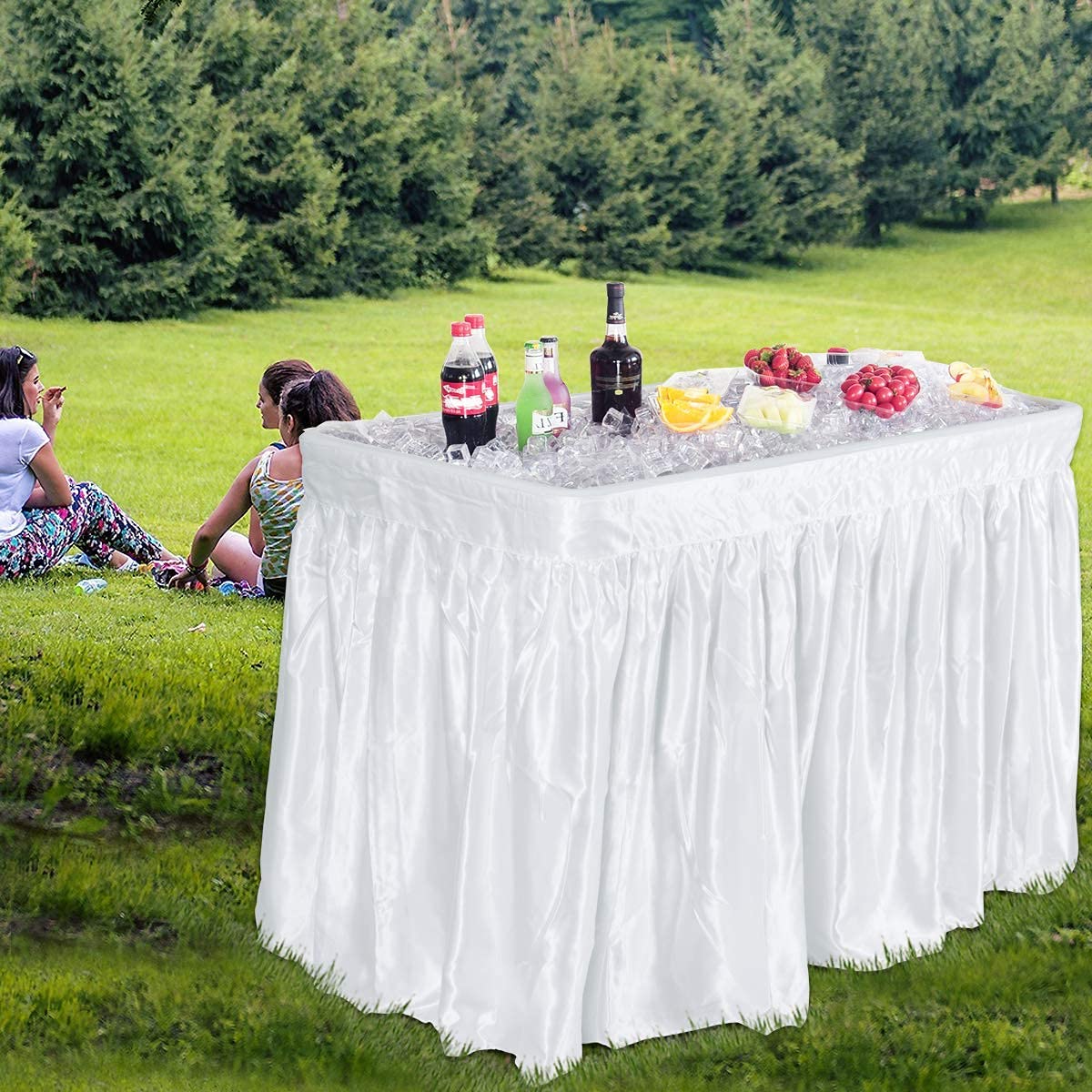 middow outdoor wedding buffet moment showing professional chilled service