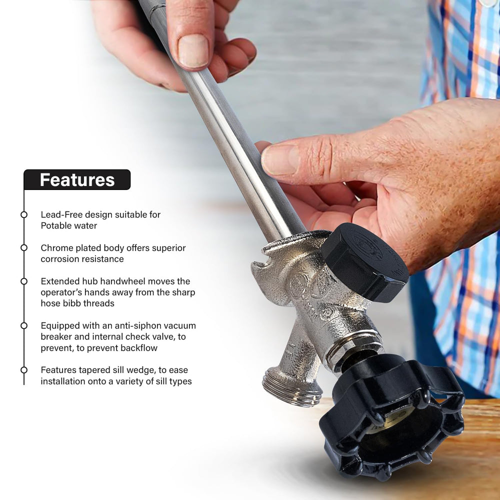 Midline Valve connected to garden hose at 3/4" MHT for easy watering