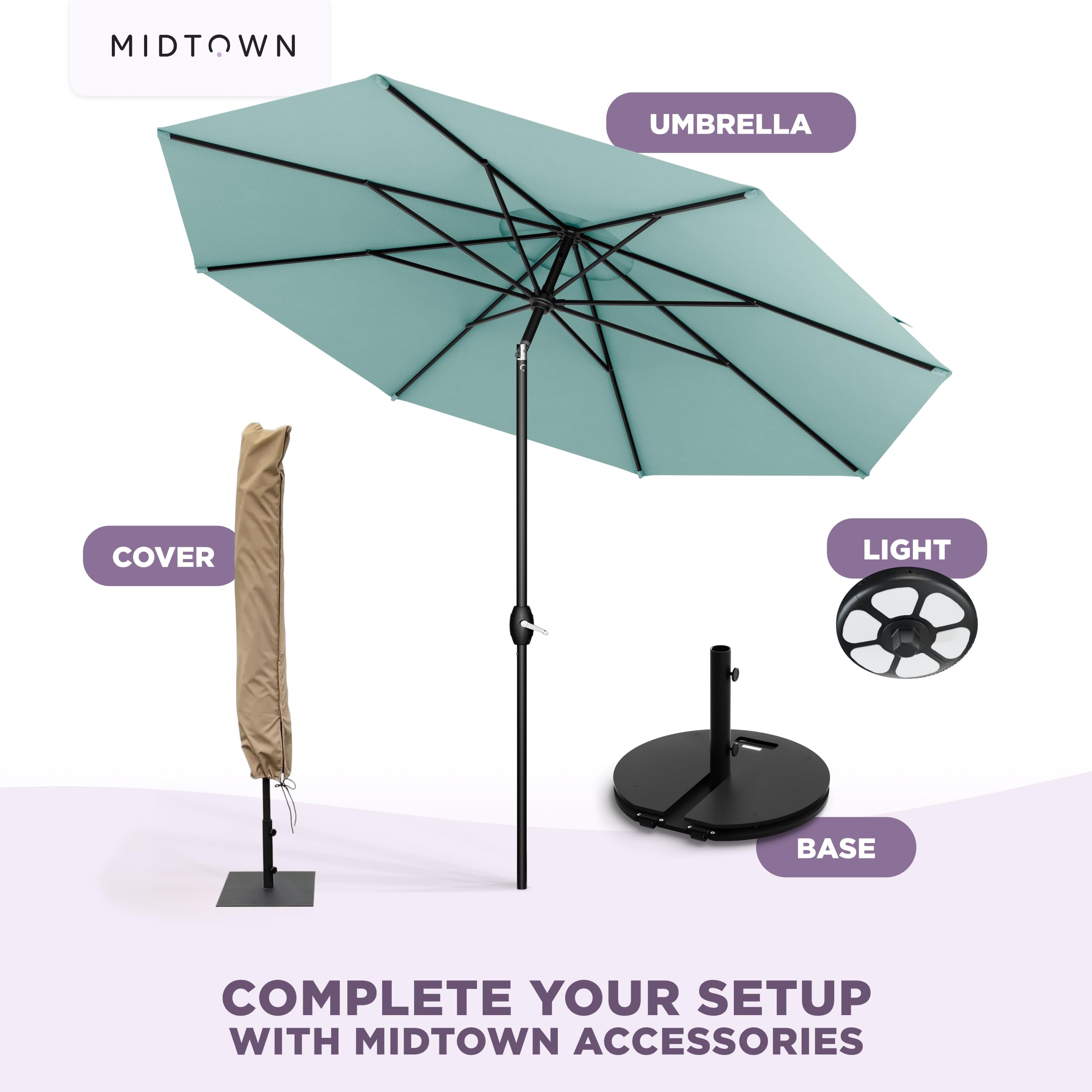 Midtown Umbrellas pole and base area showing standard compatibility benefit