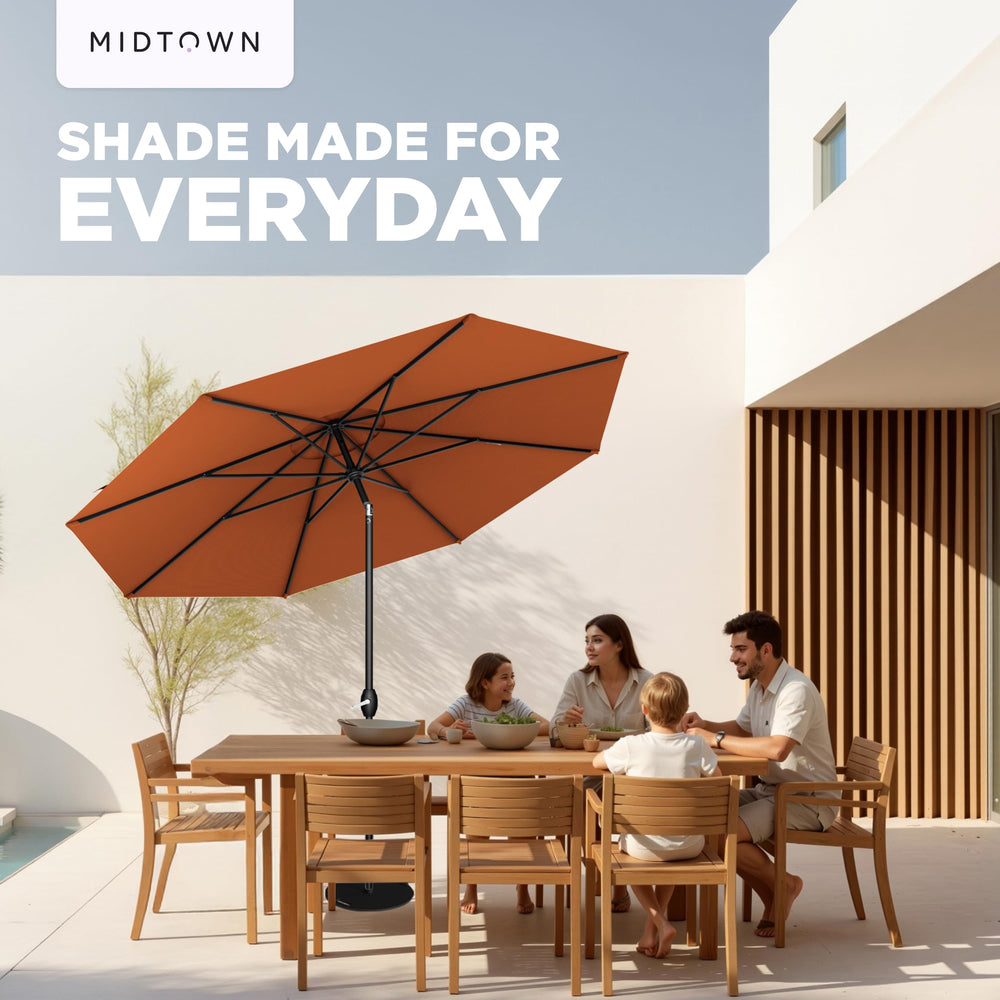 Midtown Umbrellas label and warranty tag showing product protection details