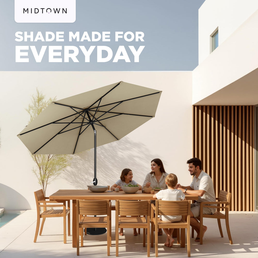 Midtown Umbrellas poolside setup offering UV protection and style