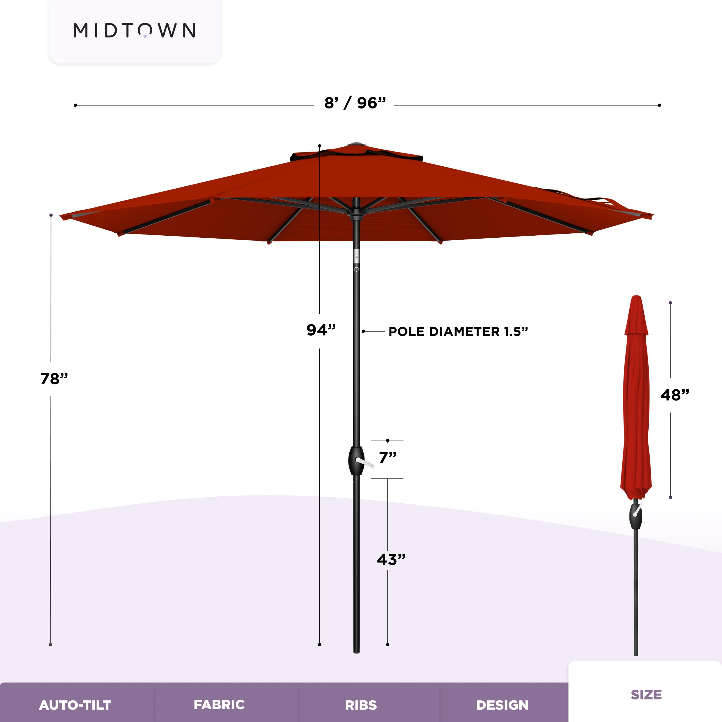 Midtown Umbrellas by pool casting broad shade for sun protection and stylish look