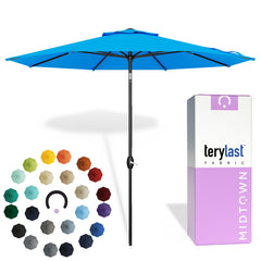 Midtown Umbrellas front view showing cobalt blue canopy and clean profile