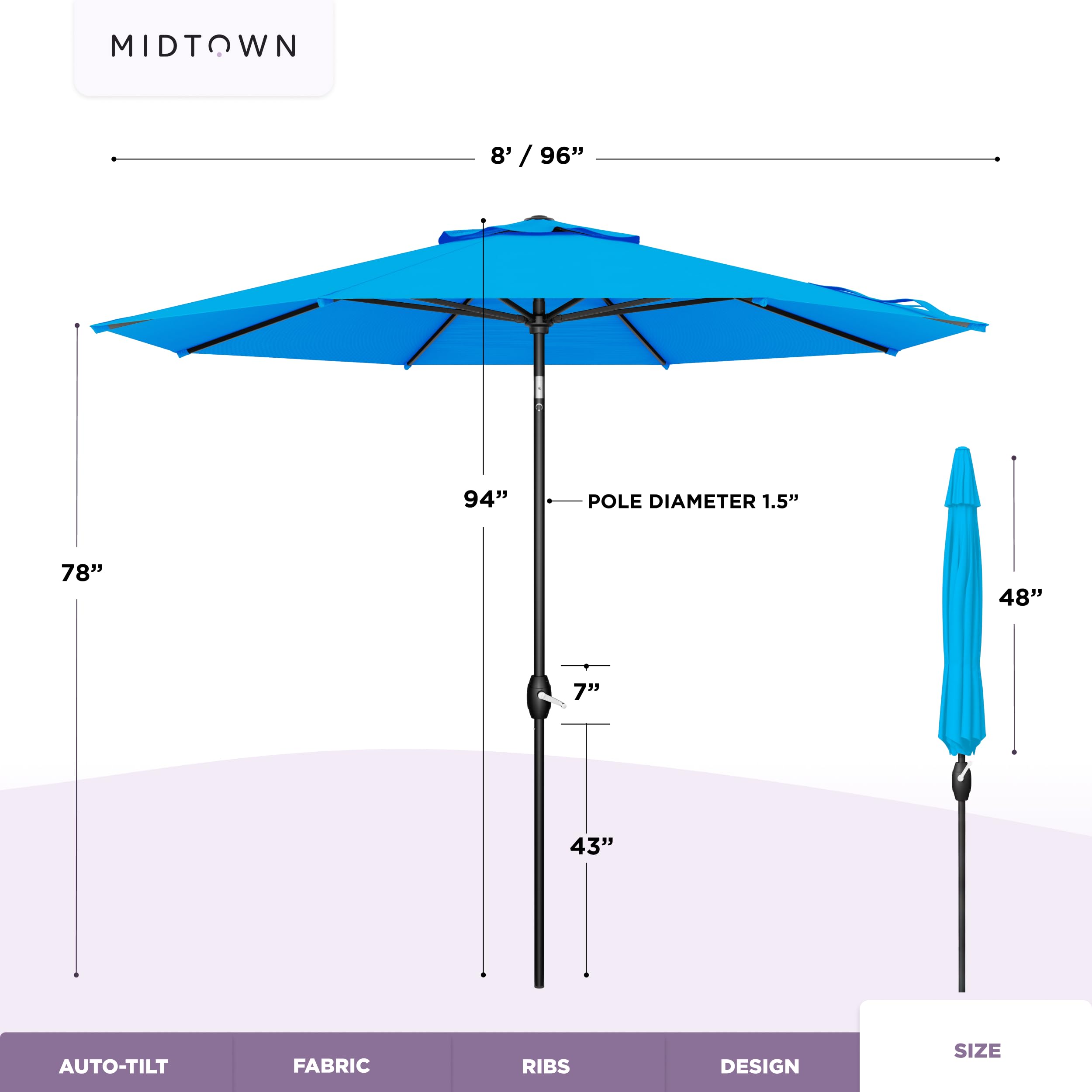 Midtown Umbrellas installed on a deck offering stylish shaded seating
