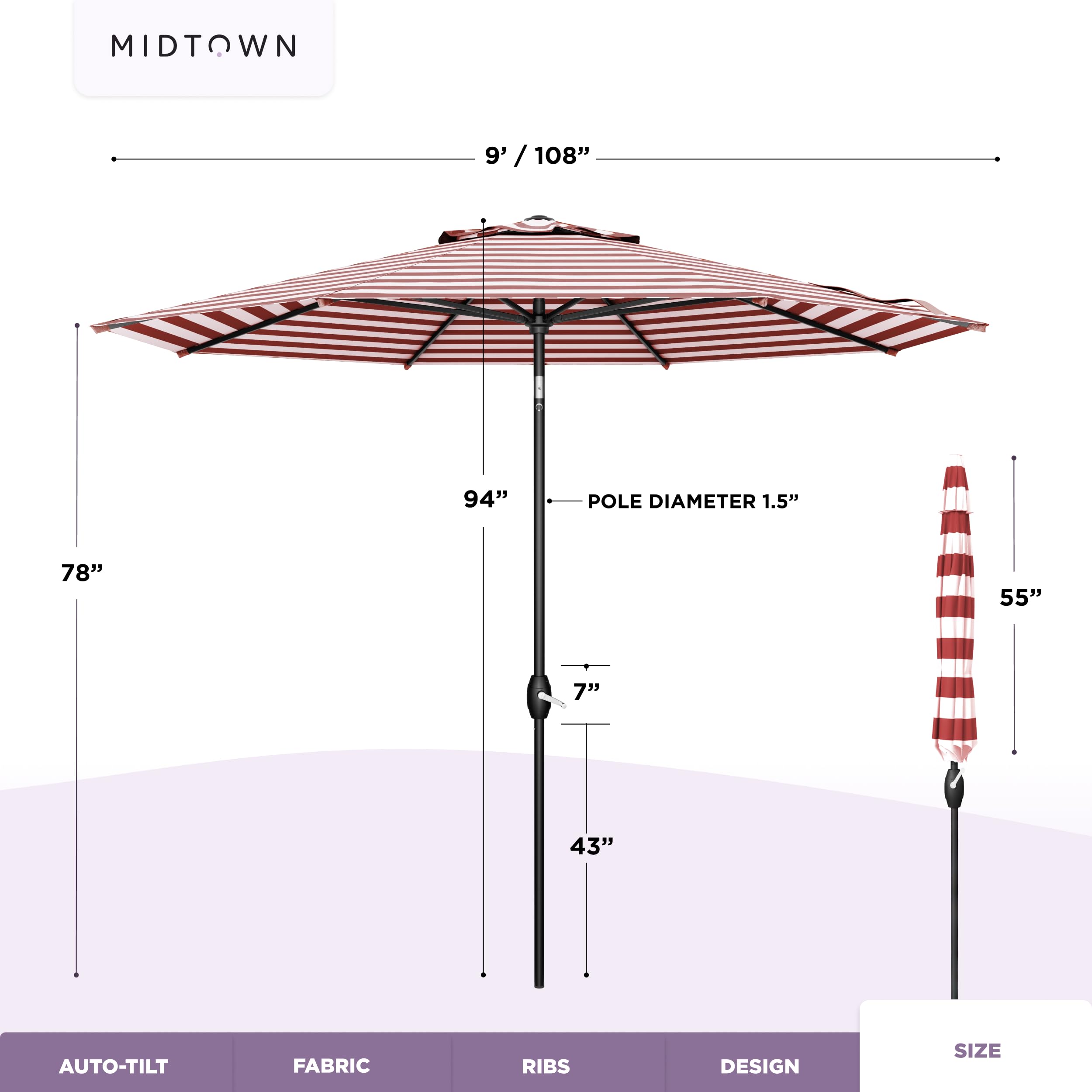 MIDTOWN UMBRELLAS umbrella in use over patio table providing comfortable shaded dining