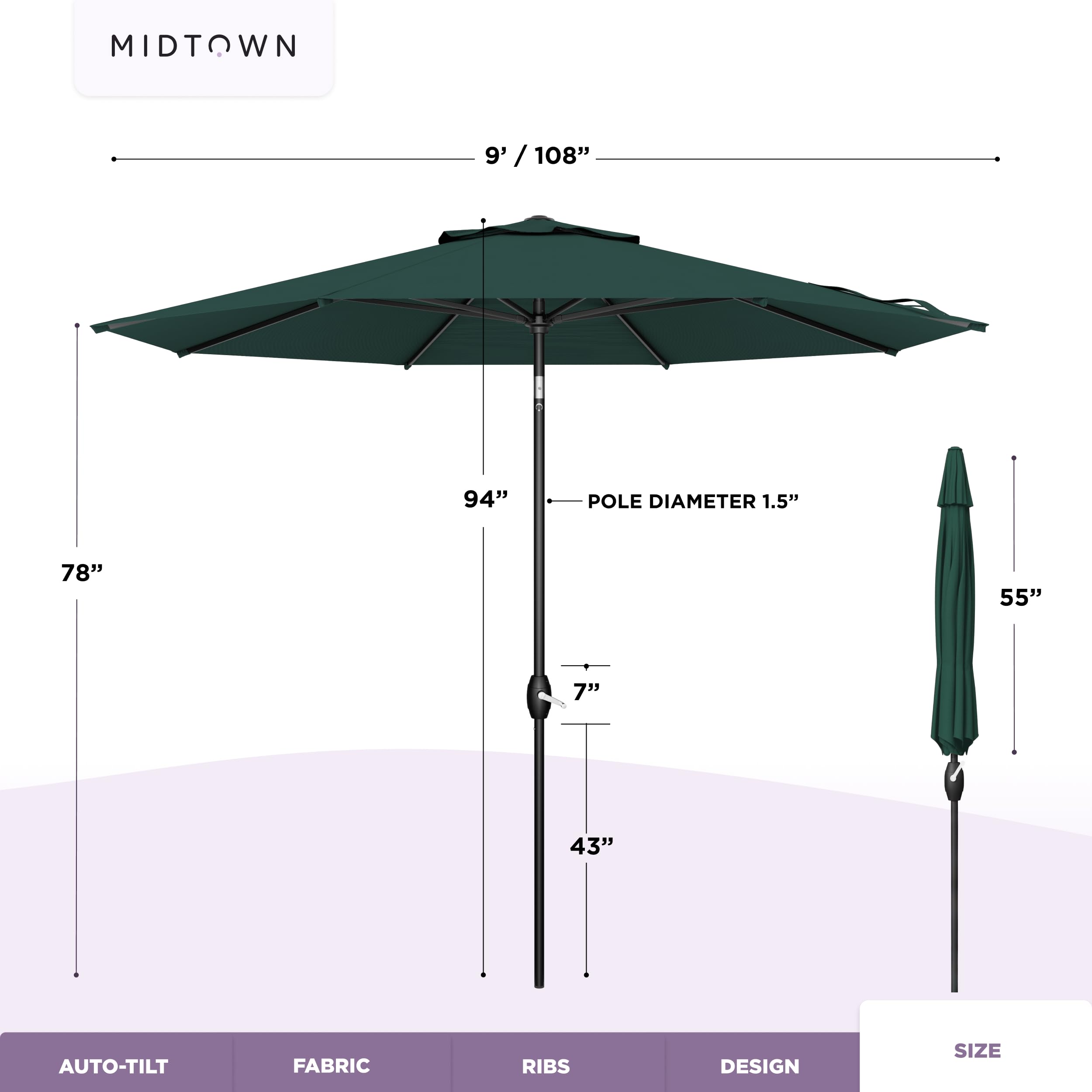 Midtown Umbrellas poolside scene demonstrating reliable shade and elegant style