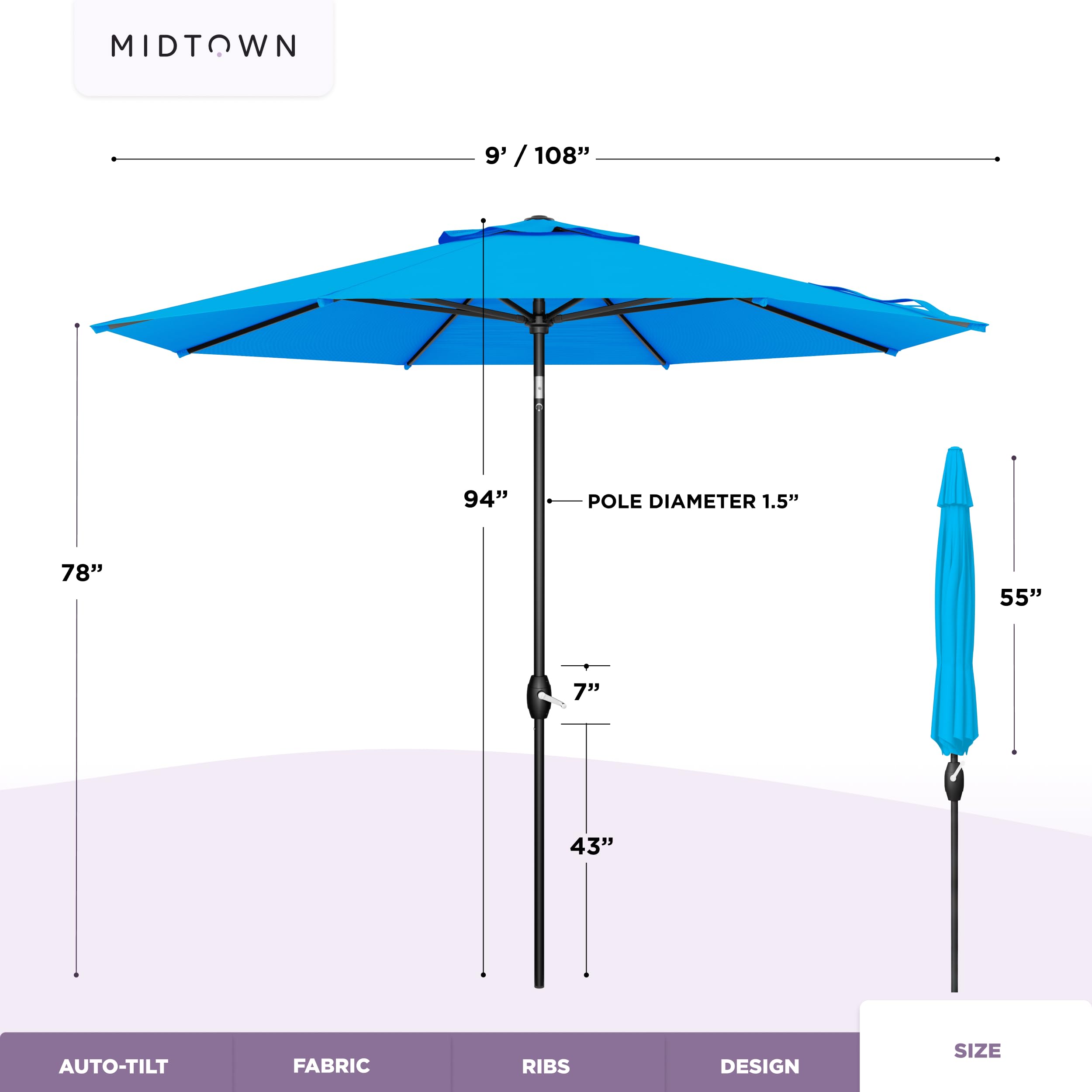 Midtown Umbrellas by pool demonstrating durable design and sun protection
