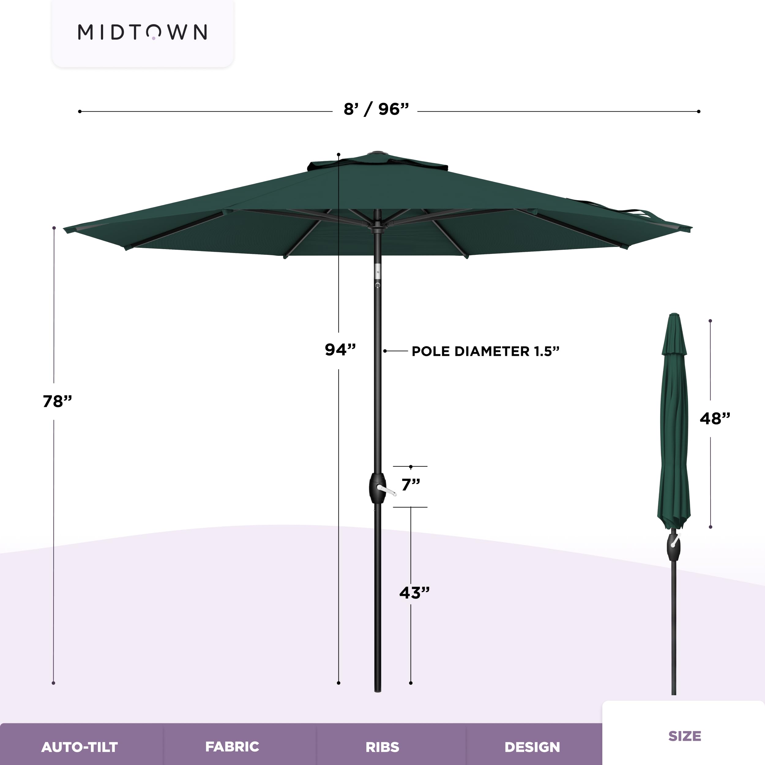 Midtown Umbrellas poolside lifestyle scene adding stylish sun protection
