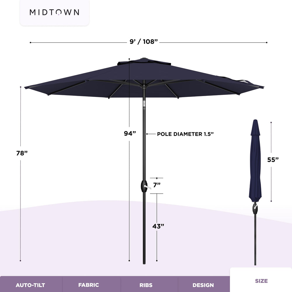 Midtown Umbrellas poolside setup illustrating durable, fade-resistant canopy