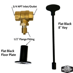 Midwest Hearth close-up of solid brass valve highlighting durable finish and reliable control