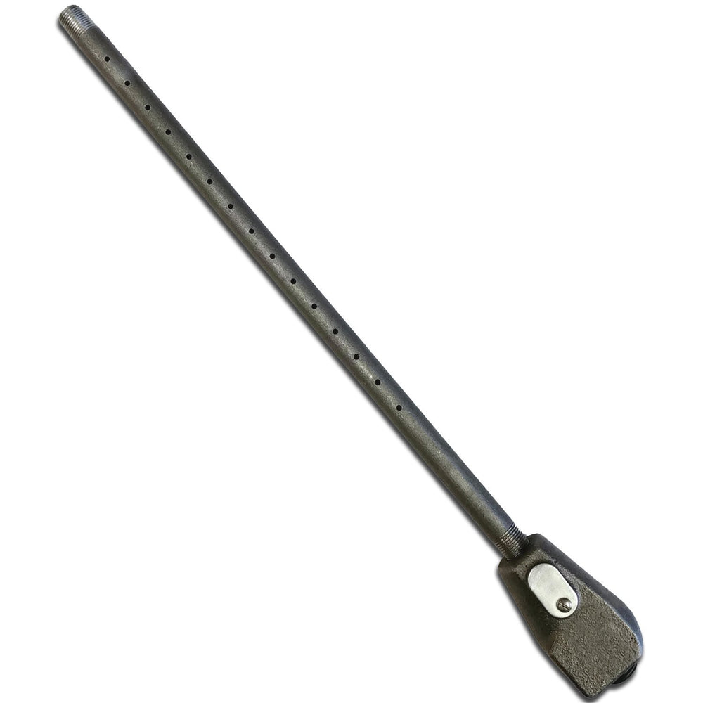 Midwest Hearth front view of 19.5-inch burner pipe showing durable iron construction and fit