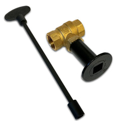 Midwest Hearth front view of valve with floor plate showing neat installation and accessibility