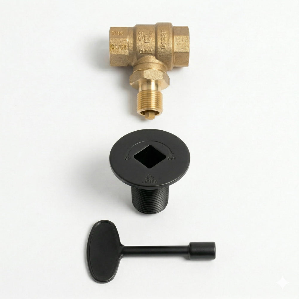 Midwest Hearth valve installed in outdoor fire pit demonstrating secure operation