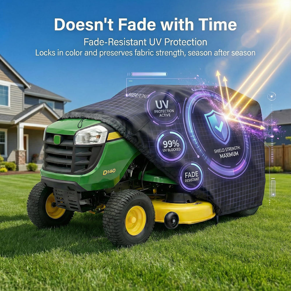 mieapond covered tractor in yard illustrating all-weather protection