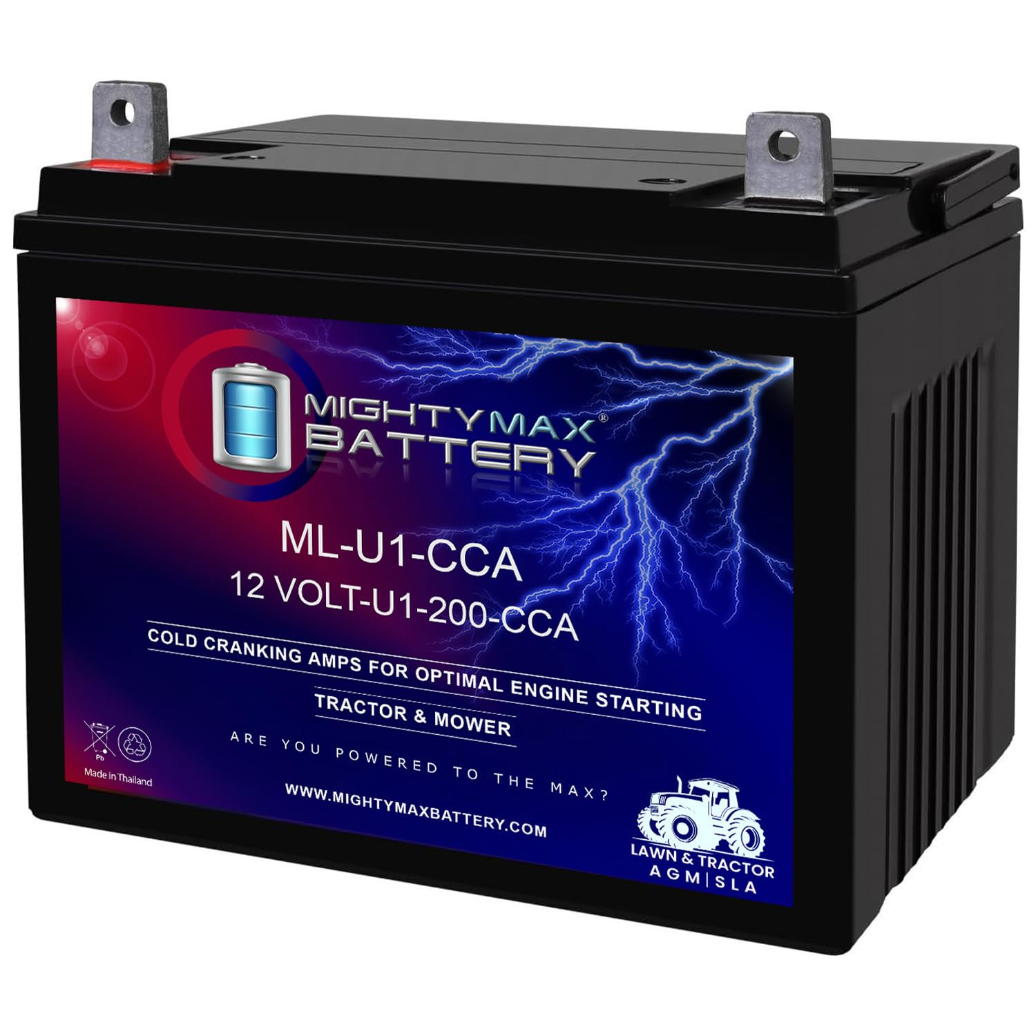 Mighty Max Battery ML-U1-CCA front view showing compact design and durable case