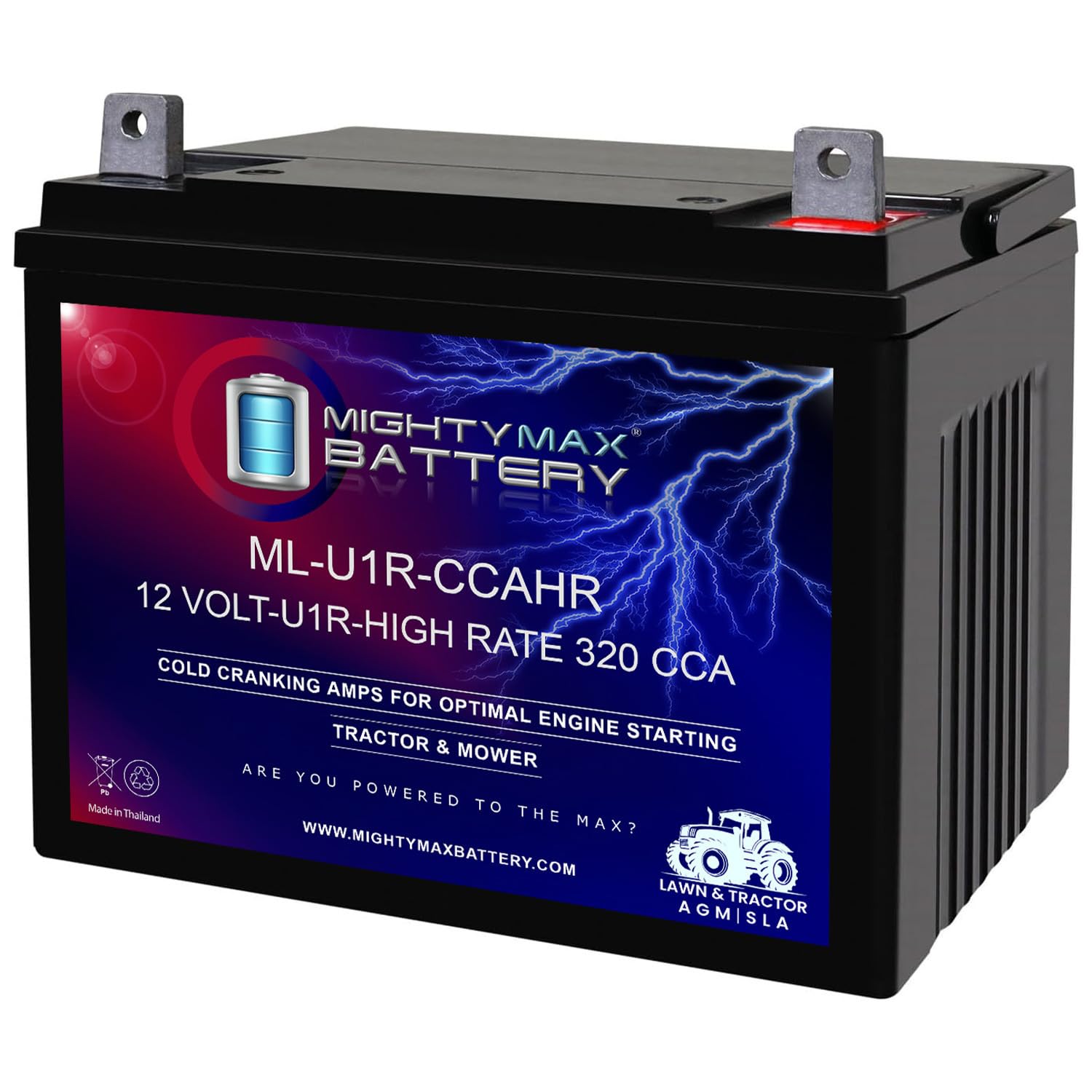Mighty Max ML-U1R-CCAHR front packaging showing model and power benefits