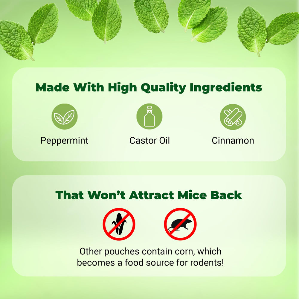 Mighty Mint pouch colocado en cocina, evita entrada de ratones y refresca el ambiente