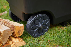 Mighty Tuff tub filled with soil and plants demonstrating 4.5 cubic feet capacity