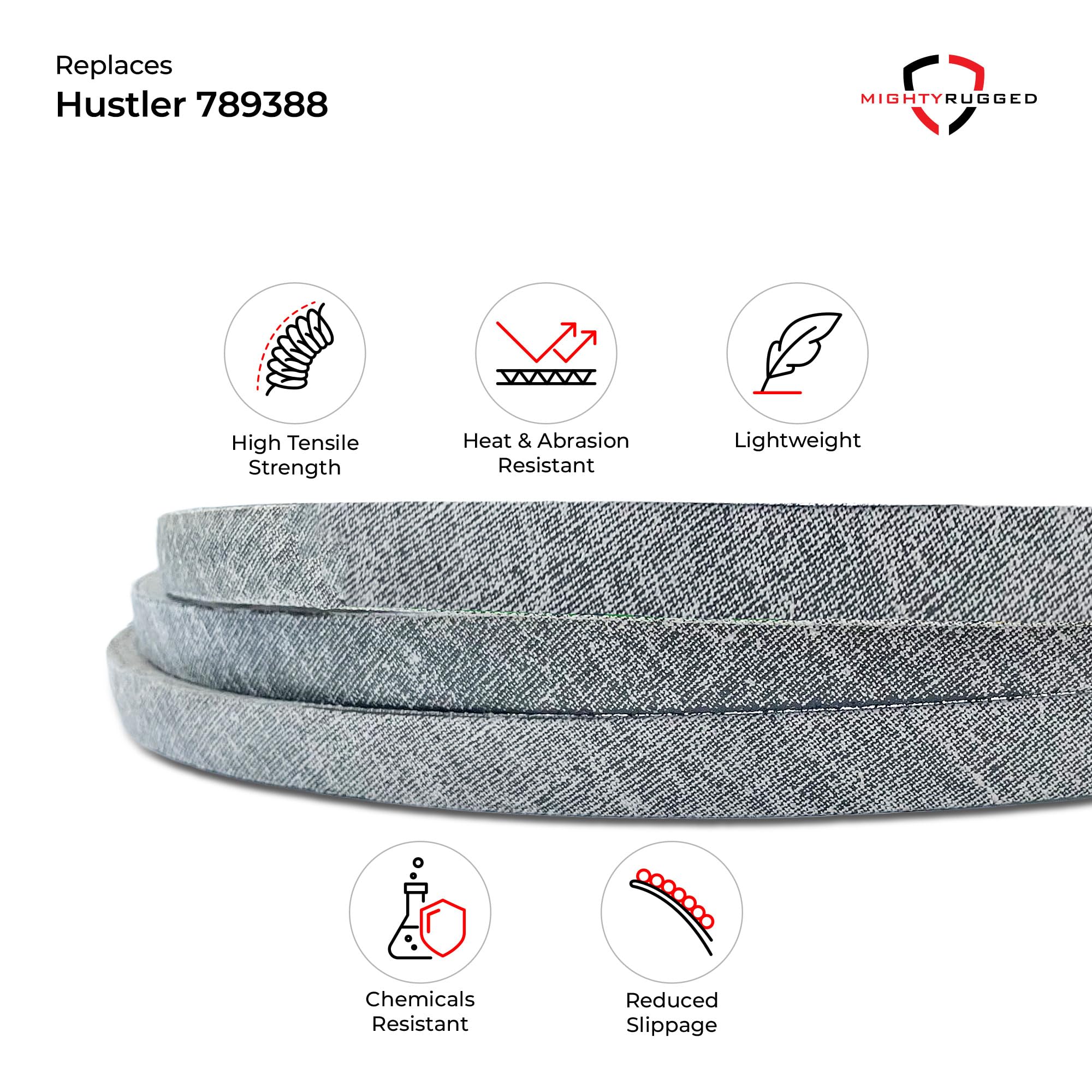 MightyRugged belt beside ruler showing 152 inch length and correct width