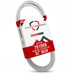 MightyRugged front view of replacement belt showing part fit and clear labeling benefit