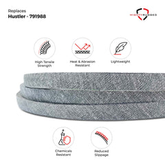 MightyRugged belt measured to 140-3/4 inches showing correct OEM length benefit