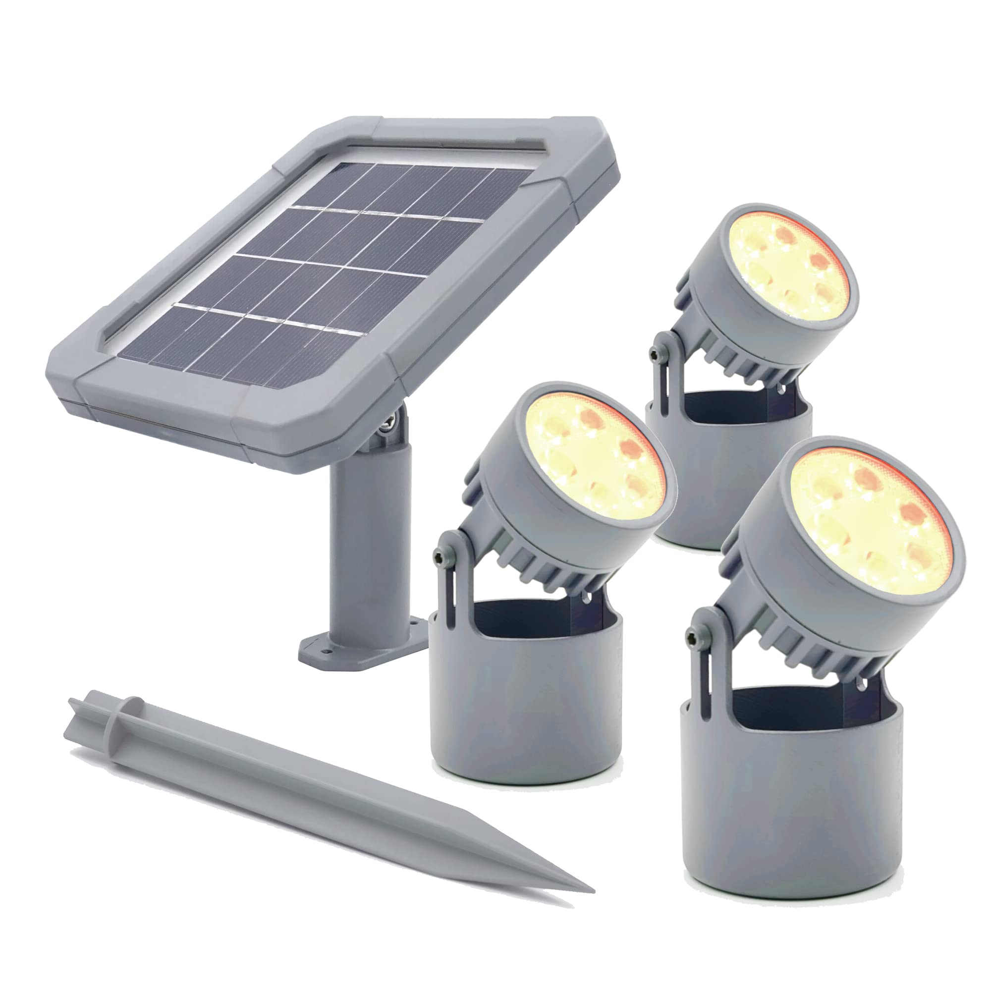 Mii-PWR front view of spotlight showing warm light output and durable housing
