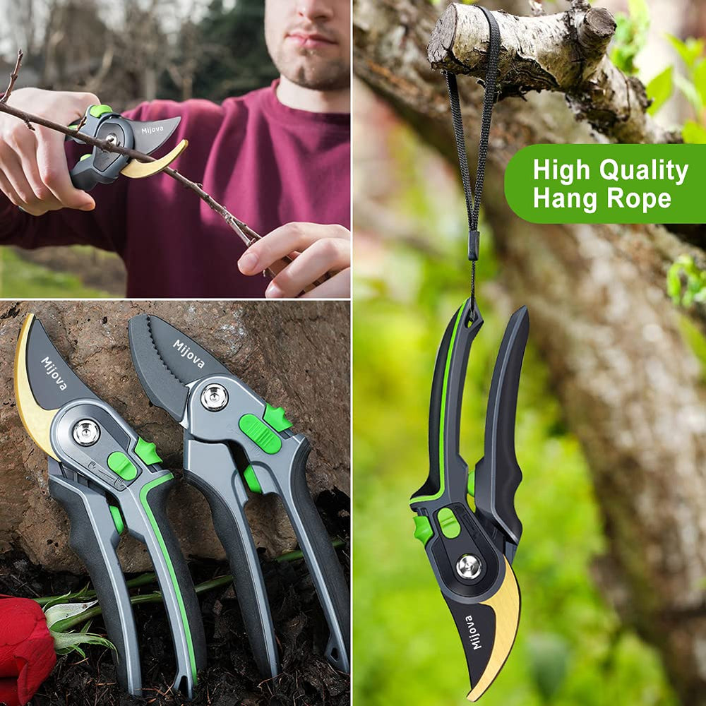 Mijova shears in a garden setting showing efficient, enjoyable gardening