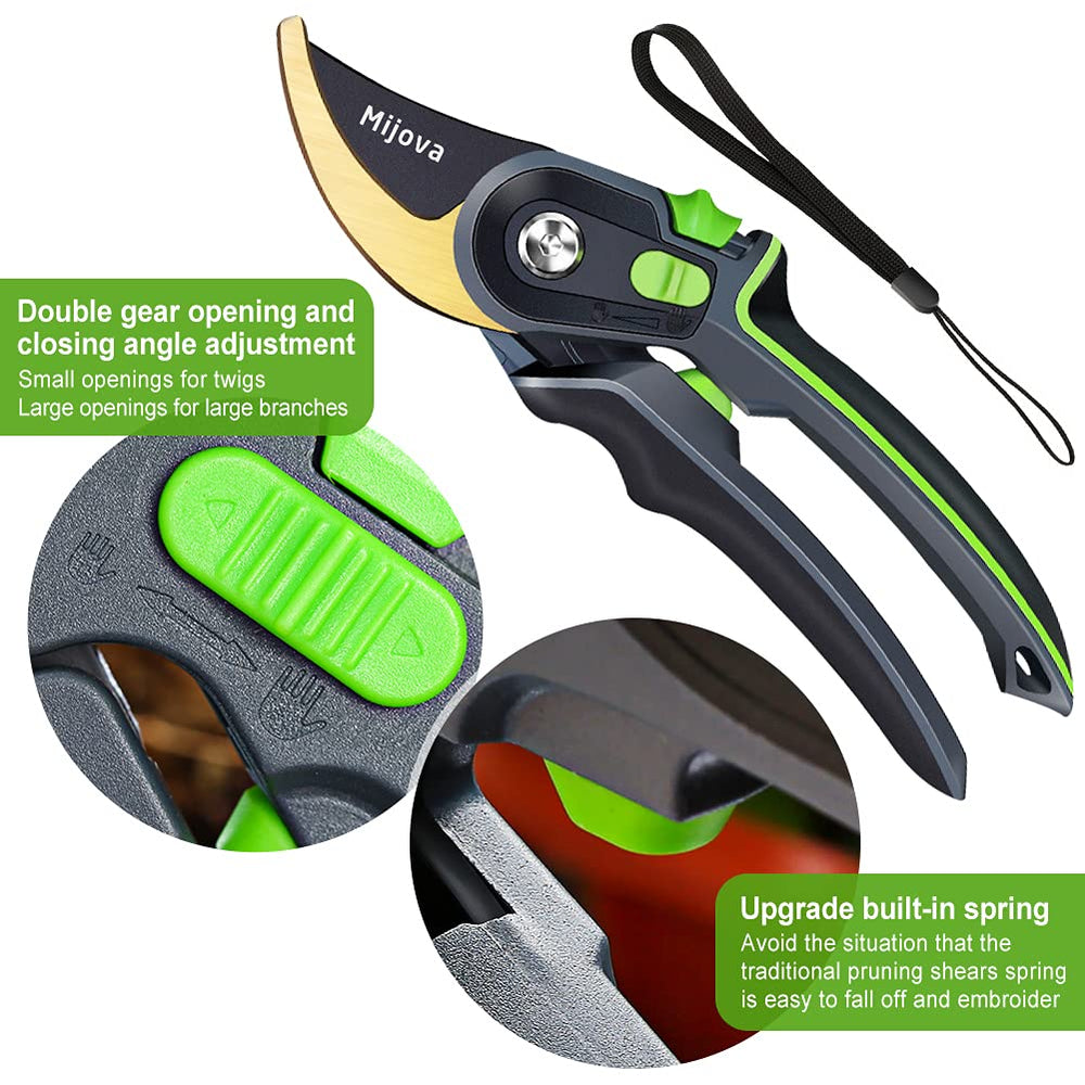 Mijova shears cutting rose stem to show precise pruning benefit