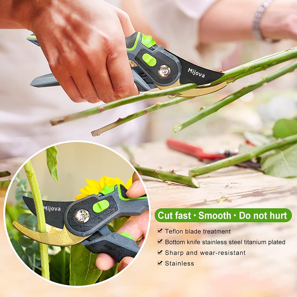 Mijova shears next to hand for scale to show comfortable size