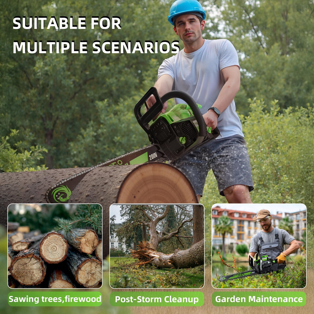 Mikogo beside stacked logs to show scale and expected firewood productivity